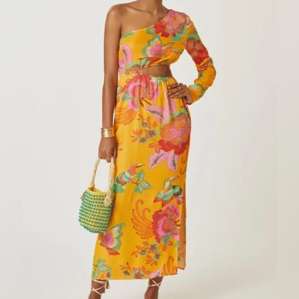 FARM RIO X ANTHROPOLOGIE Print Cutout Maxi Dress Sz M